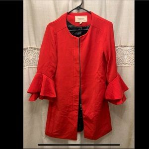 Bagatelle heritage Red ruffle sleeve dress coat